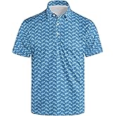 Funny Print Golf Shirts for Men Lightweight Dry-Fit Hawaiian Style Casual Polo with Stretch Fabric for Outdoor & Sports