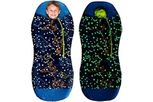 AceCamp Glow in The Dark Mummy Sleeping Bag for Kids and Youth, Temperature Rating 30°F/-1°C, Water-Resistant for Camping, Hiking, and Slumber Party