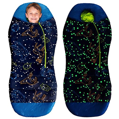 AceCamp Glow in The Dark Mummy Sleeping Bag for Kids and Youth