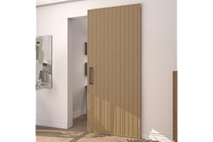 JUBEST 38"x86" Concealed Sliding Barn Door with Soft Close Hardware Kit, Light Brown Hidden Door for Opening 30"-34"x84", Waterproof and Modern, Smooth Sliding, for Interior Using, Widely Used
