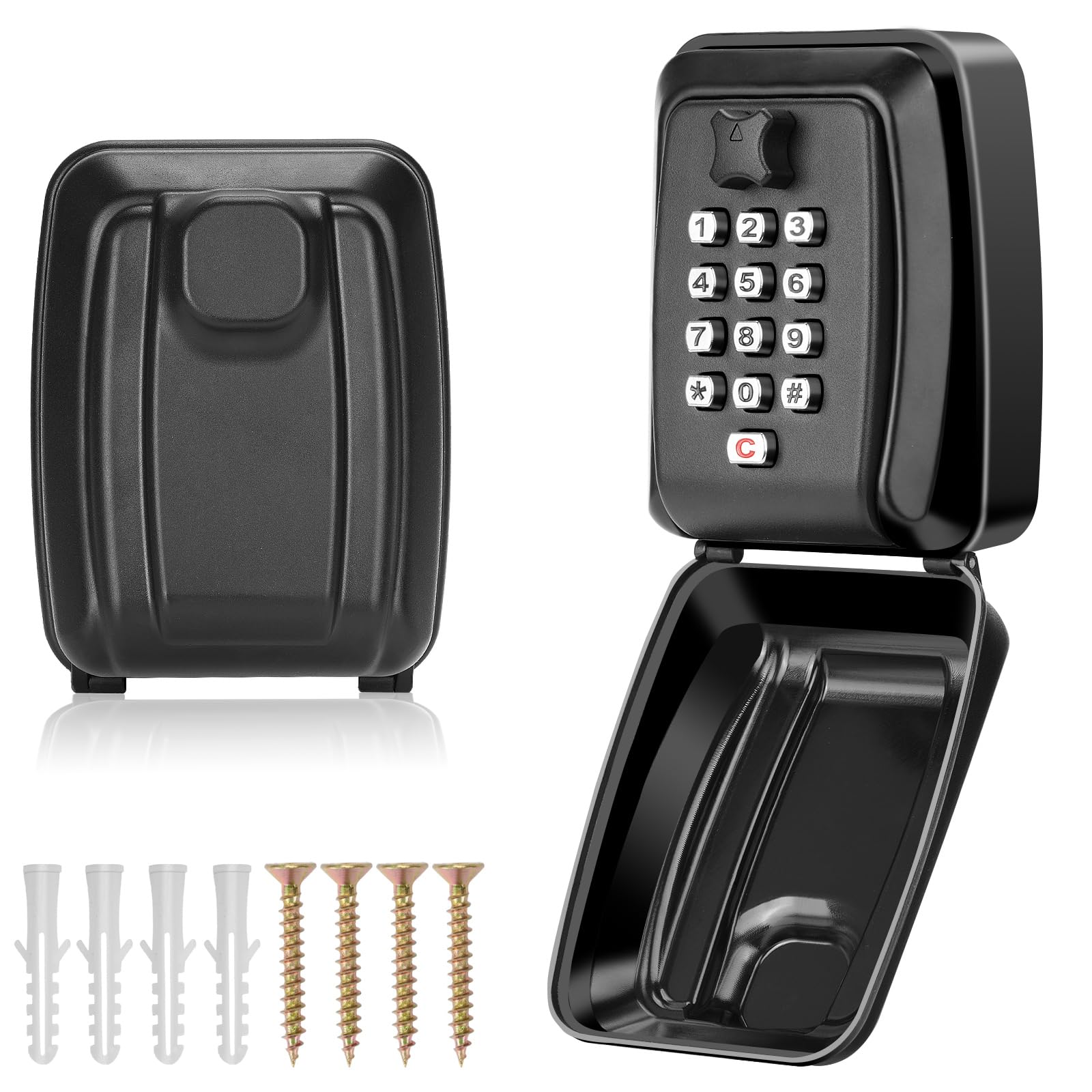 Drado 12-Digit Key Hider Outside Key Safe Wall Mounted Outdoor Key Lock Box, Keysafe Wall Mounted Outside Key Boxes Wall Mounted Key Safe Box Safe Keep for Outside Wall Mounted Police Approved(Black)