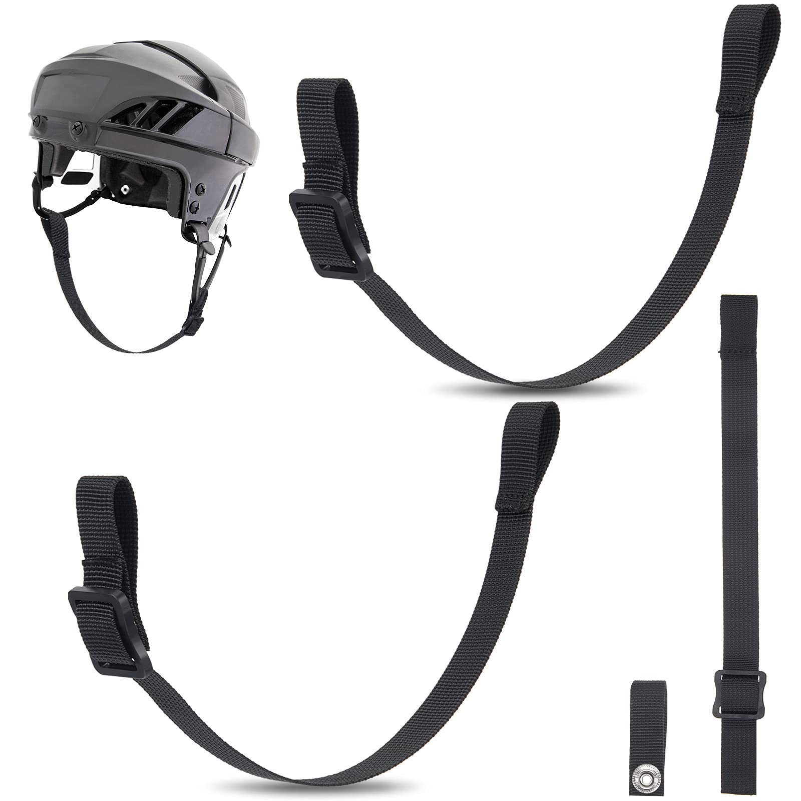 Photo 1 of 2 Sets Hockey Helmet Chin Strap Single Snap Detachable Sports Strap Replacement Ear Loops Adjustable Buckle Accessory Repair Kit