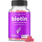 NutraChamps Biotin Gummies 10000mcg [High Potency] for Healthy Hair, Skin &amp; Nails Vitamins for Women, Men &amp; Kids - 5000mcg in Each Hair Vitamins Gummy - Vegan, Non-GMO, Hair Health Supplement