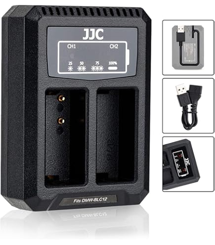 DSTE DMW-BLC12 Oplaadbare batterij (2-pack) en Smart LED Dual USB