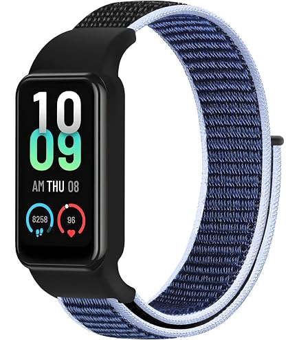 Bracelet Nylon Réglable Velcro Pour Amazfit Band 7, Noir, Respirant, Sport, Homme Femme, 160-230 Mm