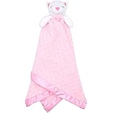 EVERYDAY KIDS Large Lovey Baby Security Blanket for Girls Sweet Cat Stuffed Animal on 30” Adorable Pink Snuggle Baby Blanket; Fluffy Fleece with Attached Plush Toy to Cuddle