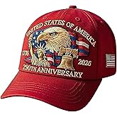 Eagle & Liberty,United States 250th Anniversary Hat,250th Anniversary USA Hat,Bald Eagle Embroidery Patriotic Baseball Cap