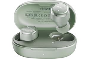 TOZO Wireless Earbuds Build in Mic Clear Calls Ergonomic Light Weight Bluetooth 5.3 in Ear Headphones Waterproof Premium Stereo Sound Ear Buds 30H Playtime with 32 EQs via APP