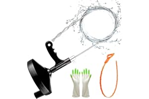 FLSEPAMB Drain Auger 25 Feet Plumbing Snake Pipe Snake Professional Drain Clog Remove Tool for Sewer, Comes with Gloves and 25 Inch Snake Hair Clog