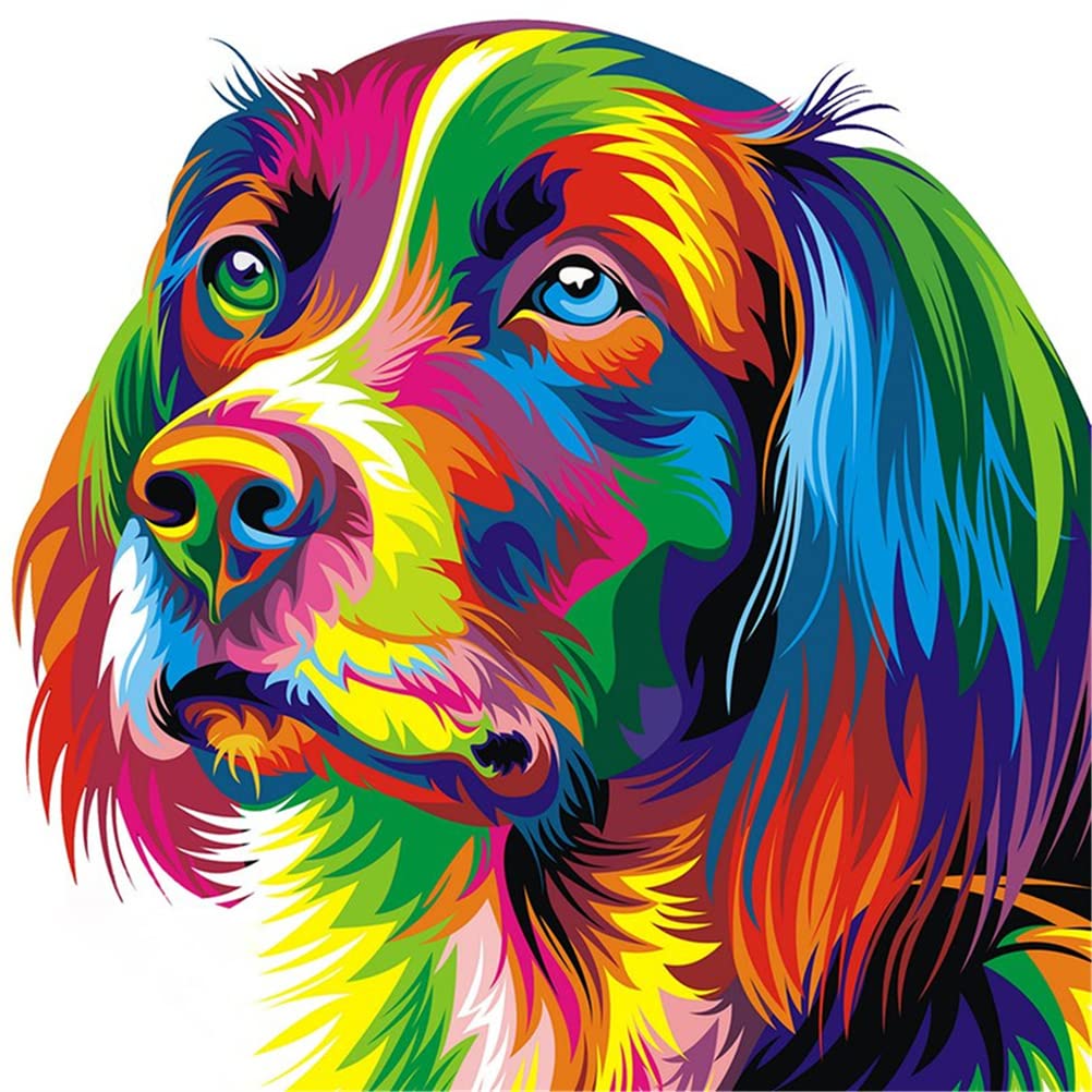 Meecaa Cross Stitch Kits 11 Count Stamped, Colored Dog Animal Embroidery Kit with Accessories Pre Printed (36CMx36CM) (Dog)