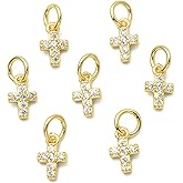 UR URLIFEHALL 10 Pcs Micro Pave Cubic Zirconia Cross Charms Real 18K Gold Plated Brass Charms Pave Rhinestone Charms for Jewelry Making