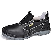 Men's Slip On Work Shoes Low Height Composite Toe Cow Leather Safety Shoes Lightweight Comfortable Sneakers for Industrial
