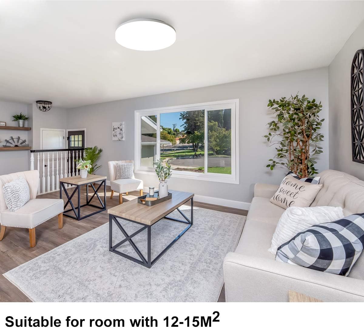 Aogled Plafonnier LED 18 W 1800 LM 4000 K Blanc Naturel Rond, Diamètre 22 cm, Angle du faisceau 180°, Lampe de salle de bain, Étanche IP54, Lampe de salon, Plafonnier, Adapté au balcon, Sans détecteur