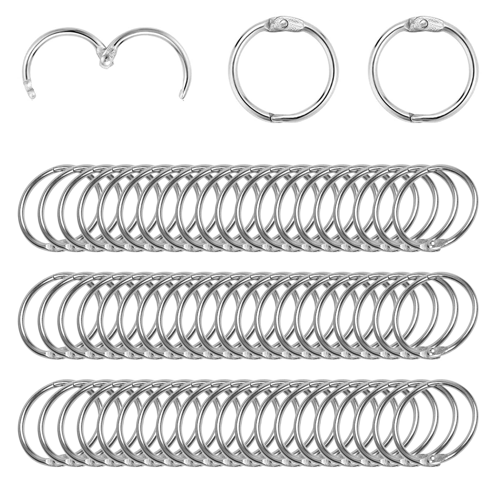 SPOKKI 60Pcs Small Book Rings - 30mm/1.2 inch Loose Leaf Index Rings for Flash Cards, Treasury Tags, Cue Cards, School, Office, Home