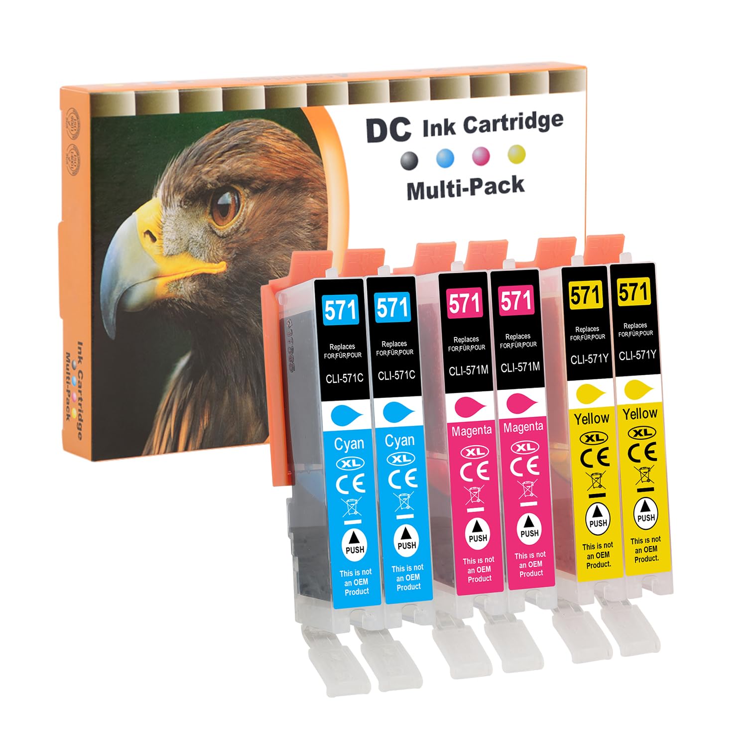 D&C Compatible Ink Cartridge Replacement for Canon PGI-570 CLI-571 for Canon PIXMA TS6051 TS6052 TS8050 TS8051 TS8052 TS8053 TS9050 TS9055 MG5750 MG5751 MG5753 MG6800 MG6851 MG6852 MG6853 (6-Pack)