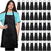 JaGely 36 Pcs Plain Bib Aprons with 2 Pockets Unisex Women Men Apron Washable for Kitchen Cooking Painting Crafting BBQ(Black)