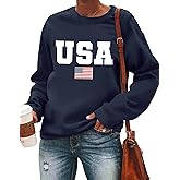 LAZYCHILD USA Sweatshirt Women American Flag Shirt Patriotic TShirt Stars Stripes Pullover 4th of July Tee Tops