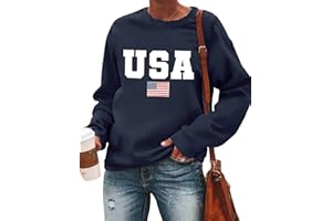LAZYCHILD USA Sweatshirt Women American Flag Shirt Patriotic TShirt Stars Stripes Pullover 4th of July Tee Tops