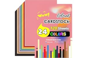 GOMEDI Colored Cardstock Paper 120 Sheets, Card Stock 24 Colors Assorted, Colored Construction Paper Thick 160 Gsm 60 Llb for Printing Cutting DIY A4 1 pack