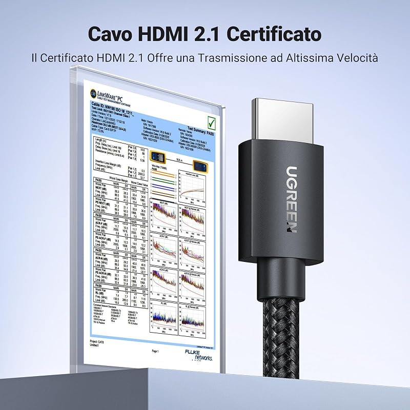 Cavo HDMI 2.1 Certificato 8K 10K 60Hz 48Gbps 4K 120Hz (2M)