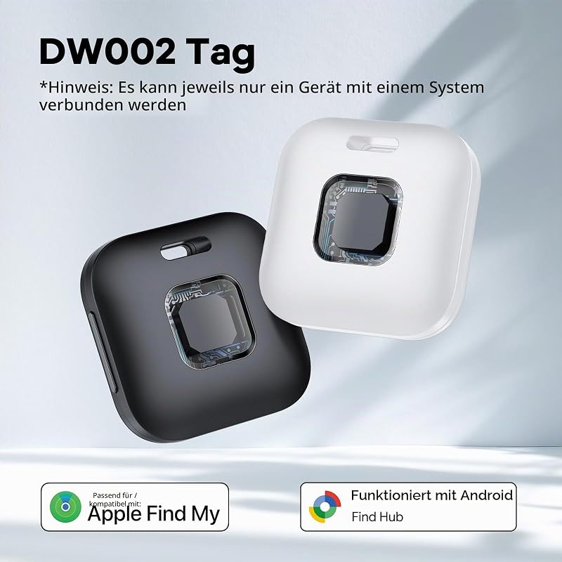 Dual-System Air Tracker Smart Tag für iOS/Android, Schwarz (4er Pack)