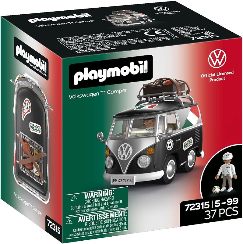 | Volkswagen | Volkswagen T1 Camper Mex Edition | Retro Camper com Equipamento Desportivo, Bagageiro e Folha de Autocolantes | para crianças a partir dos 4 anos | 72315
