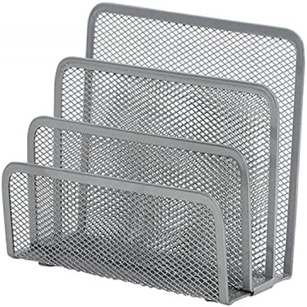 Desktop Mail Sorter Q-CONNECT Metal 3 Compartments Silver/Presentation/Type-Desktop/Kind-for Mail/Material-Metal/Dividers-3 / Colour-Silver/Size-N/D/Dimensions (mm)-170x135x83