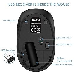 LeadsaiL Wireless Mouse for Laptop, 2.4GHz Silent