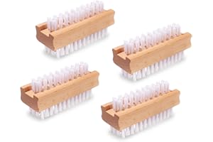 DEBETOOL DBEBTOOL Nail Brush Set - 4pcs Two-Side Fingernail Nail Brushes for Cleaning, Wooden Nail Cleaning Brush, Stiff Nail Scrubber Brush for Cleaning Toes and Nails