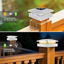 Peasur 4x4 Solar Post Cap Lights Outdoor with 3