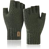 JUNRUI Fingerless Gloves Half Finger Winter Warm Knitted Gloves Working Running Biking Driving for Men and Women