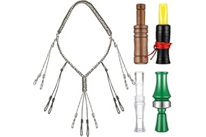 WinnerWhy 5 Pack Mallard Duck Call and Lanyard Set for Hunting, Outdoor Predator Gear for Pheasant 4 Realistic Sounding Duck Calls with 1 Hand Braided Necklace Voice Loud Sound Call Hunting