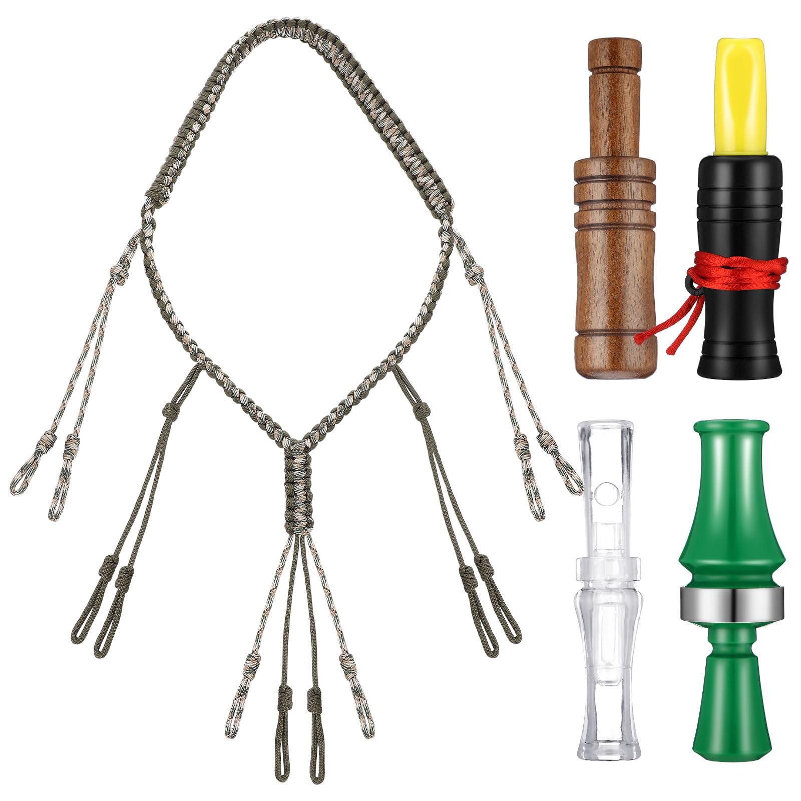 Photo 1 of WinnerWhy 5 Pack Mallard Duck Call and Lanyard Set for Hunting, Outdoor Predator Gear for Pheasant 4 Realistic Sounding Duck Calls with 1 Hand Braided Necklace Voice Loud Sound Call Hunting