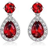 Austrian Crystal Teardrop Halo Drop Dangle Earrings for Women 14K White Gold Plated Flatback Stud Earrings Hypoallergenic Jewelry