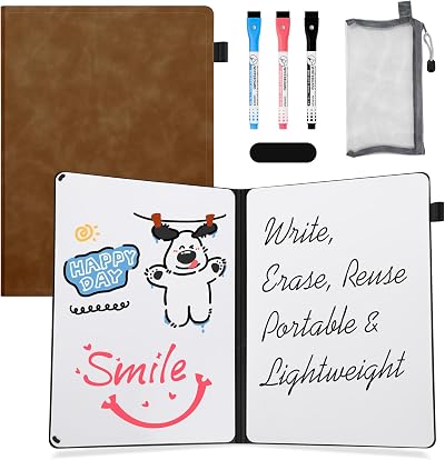 AGM Dry Erase Mini Whiteboard A4 30x21.5cm Double-Sided with Pens Kit