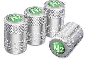 CK Auto 4 Pcs Aluminum Tire Valve Stem Caps with N2 Nitrogen Logo, Universal Stem Covers for Cars, SUVs, Bike and Bicycle, Tr