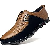 Recyphi Men's Oxford Derby Orthopedic Leather Shoes Casual Dress Sneakers Formal Business Loafers Comfortable Walking Driving Shoes
