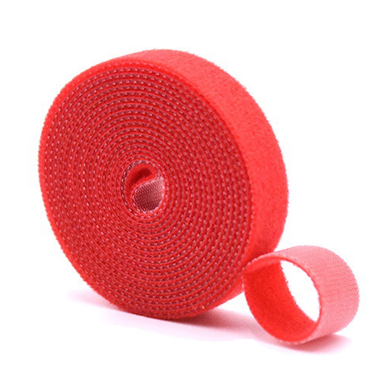 5m Fastening Tape Hook and Loop Straps Cable Ties for Cable Management, 1cm Wide, Red