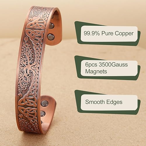 MagEnergy Copper Bracelet For Men Women, Tree of Life Pure