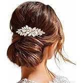 Bessney Crystal Wedding Hair Comb Silver Pearl Hair Piece Bridal Hair Accessories for Women
