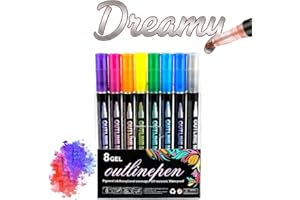 Dreamy Sparkle Dual-Line Contour Pen, Self-Outline Metallic & Glitter Markers, Double Line Art Pens with Quick-Dry Ink for Dr