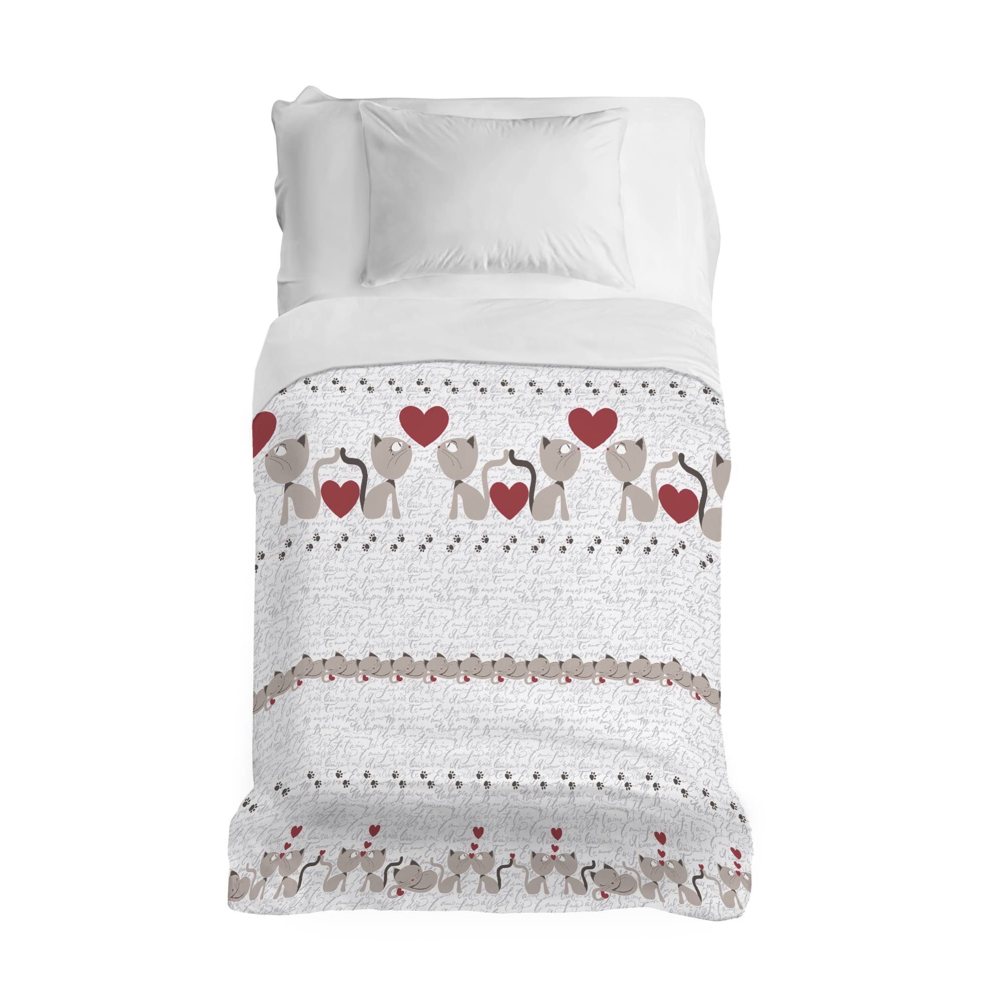 PENSIERI DELICATI Bedspread 170 x 280 cm, Single Sheet 100% Cotton Pique, Ideal as a Furniture Cover, 1 Square Bed Blanket, Beige Kittens, 100% Made in Italy — image 1