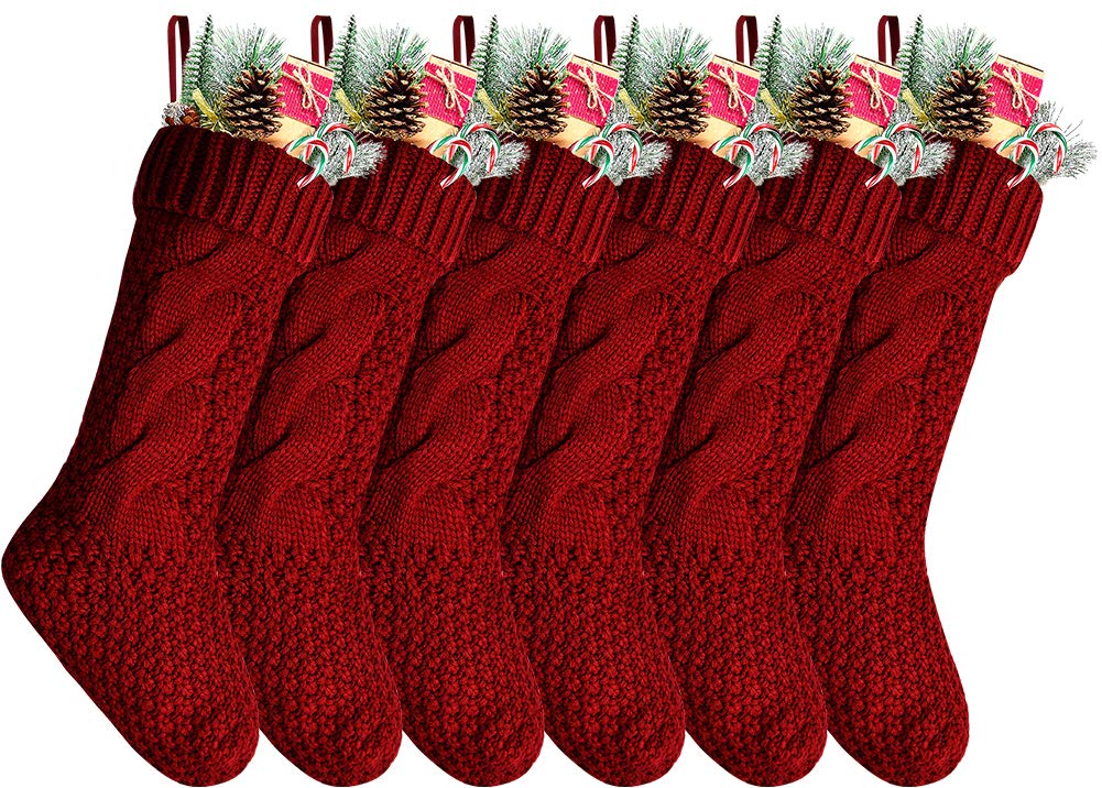 Goege Bailey Pack 6,18" Unique Burgundy Knit Christmas Stockings