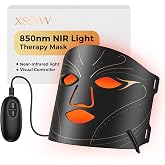 XSSNVV Red Light Therapy Mask for Face, 850nm NIR, Red &amp; Blue LED Light | For Fine Lines, Blemish, Firmness Look, 224 LEDs, 4 Modes, 3 Levels, Auto Timer, Eye Shields, 120-min Runtime, Gift for Women