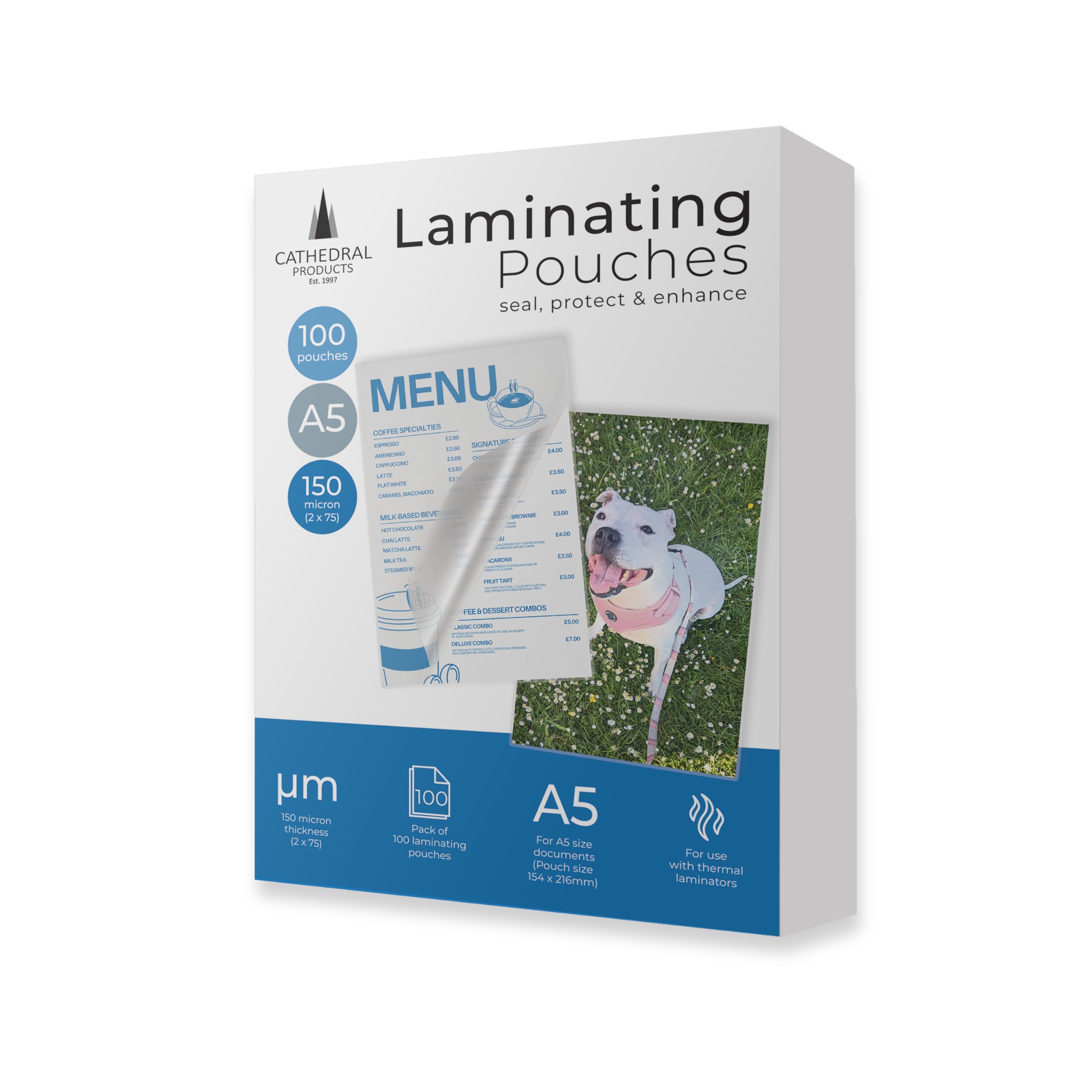 Cathedral Products A5 150 Micron Laminating Pouches - Pack of 100