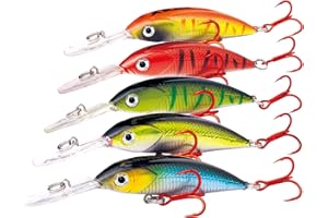 XBLACK Fishing Lures Set Minnow Crankbaits Pencil Jointed Popper VIB Lures Fishing Lures Kit 5PCS for Bass Trout in Saltwater and Freshwater, XBLACK Baits, Catch Big Fish!…