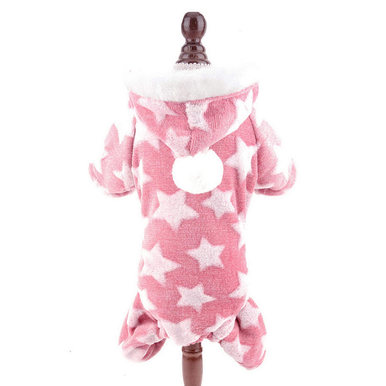 SMALLLEE_LUCKY_STORE Super Soft Pet Fleece Hoodie Pajamas Pjs for Small Dogs Cats Stars Pullover Jumper Warm Winter Jumpsuit Coat Puppy Clothes Chihuahua Yorkie,Pink XXL