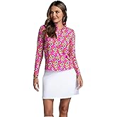 IBKUL Athleisure Wear Sun Protective UPF 50+ Icefil Cooling Arya Print Long Sleeve Mock Neck Top - 10109