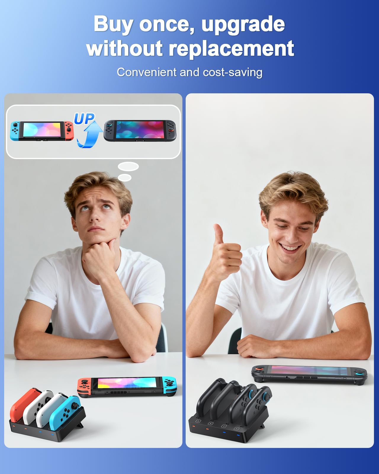 [Fit für Switch 2&1] 8 in 1 Controller Ladestation für Nintendo Switch 2/Switch1/OLED Modell Zubehör, WAXITY Schnelle Magnetische Horizontale Ladegerät für Joy Con 2 & für Joycon 1 mit USB Ladekabel 7