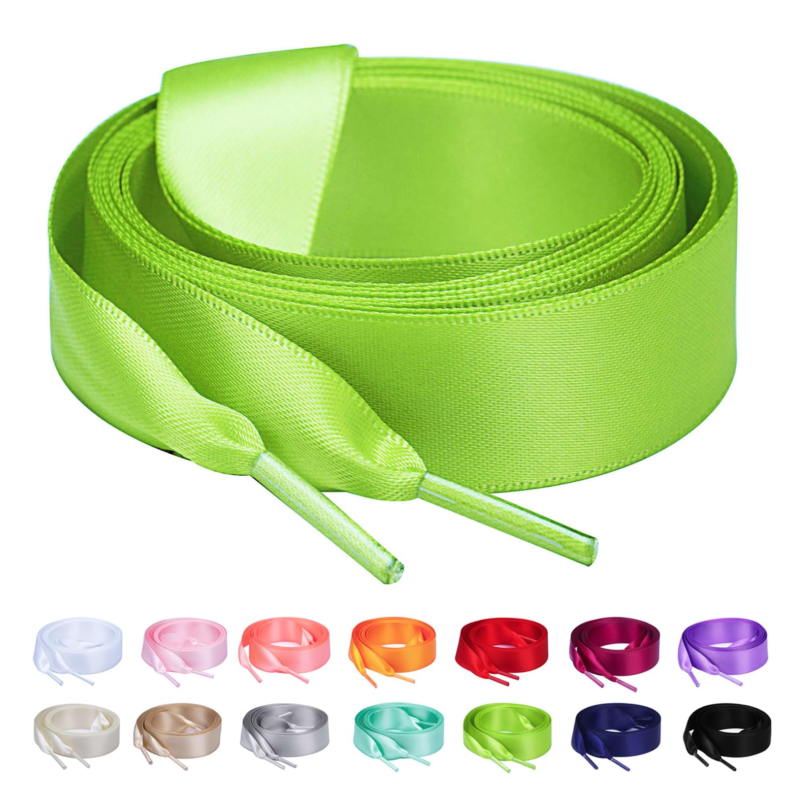 Booyckiy Flat Colorful Satin Ribbon Shoelaces